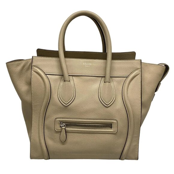Celine Handbags - CELINE Luggage Mini Shopper 165213LUG.03UN Beige Drummed calfskin Handbag